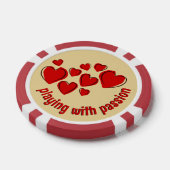 Red Hearts en tekst Leven met passie Poker Chips (Enkel)