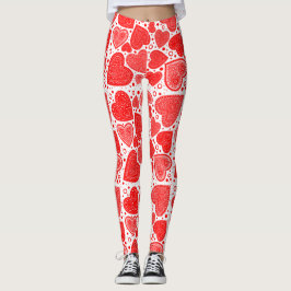Red Hearts Fancy Pattern Leggings