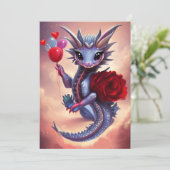 Red Hearts Fantasy Valentijn Dragon Feestdagenkaart (Staand voorkant)