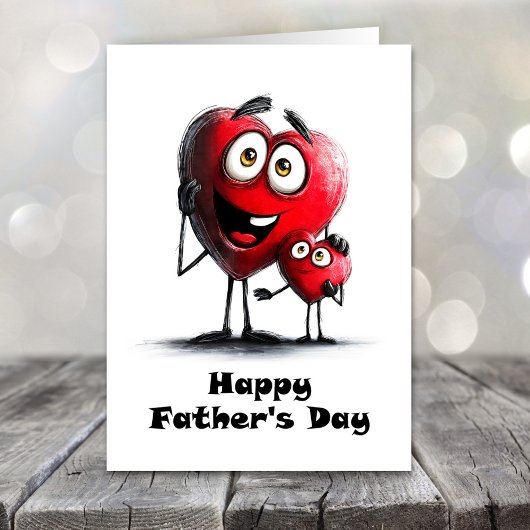 Red Hearts Father’s Day Card Feestdagen Kaart