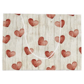 Red Hearts Faux Wood Groot Cadeauzakje (Achterkant)