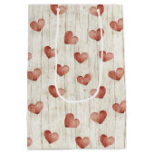 Red Hearts Faux Wood Medium Cadeauzakje (Achterkant)