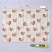Red Hearts Faux Wood Tissuepapier (Craft)