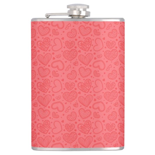 Red Hearts Flask Love Heupfles (Voorkant)