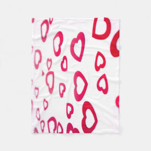 Red hearts fleece deken