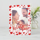 Red Hearts Foto roze Valentijnsdag Holiday Kaart (Staand voorkant)