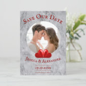 Red Hearts foto slaat de datum op Save The Date (Staand voorkant)