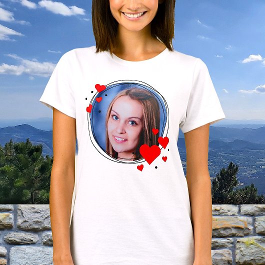 Red Hearts Framed Photo Valentijnsdag T-shirt