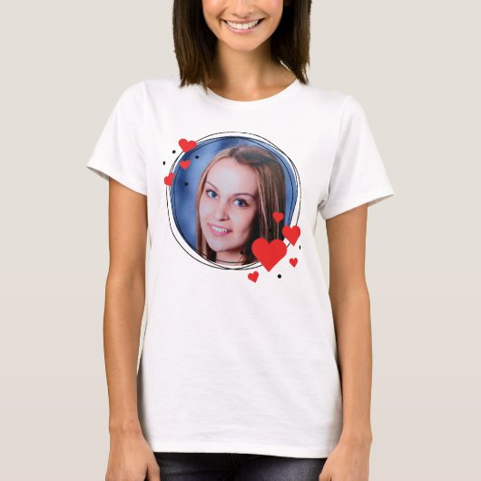 Red Hearts Framed Photo Valentijnsdag T-shirt (Voorkant)