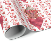 Red Hearts French Mastiff Hondenliefhebber Valenti Cadeaupapier (Rol Hoek)