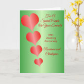 Red Hearts gepersonaliseerd 55th Wedding Jubileum Kaart (Gele Bloem)