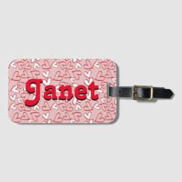 Red Hearts gepersonaliseerd Bagagelabel