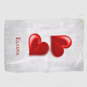 Red Hearts gepersonaliseerd Golfhanddoek (Horizontaal)