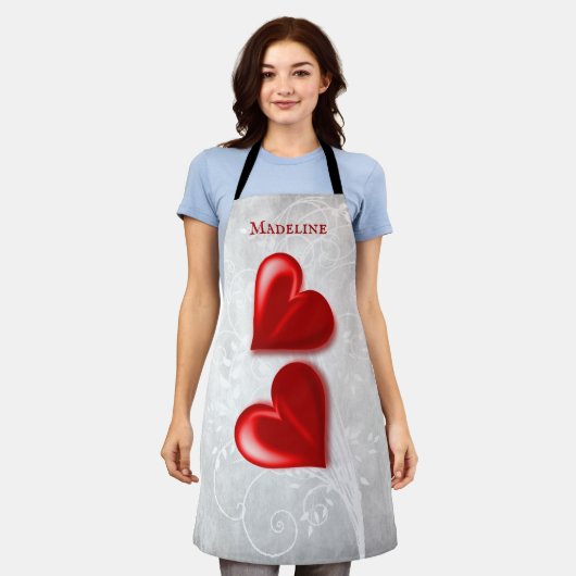 Red Hearts gepersonaliseerd Schort (Gedragen)