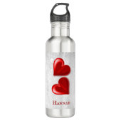 Red Hearts gepersonaliseerd Waterfles (Voorkant)