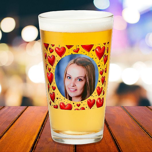 Red Hearts Geplande Foto gepersonaliseerd Glas