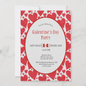 Red Hearts Glitter Sparkle Galentine's Day Party Kaart (Voorkant)