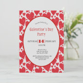 Red Hearts Glitter Sparkle Galentine's Day Party Kaart (Staand voorkant)