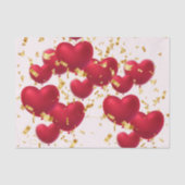 Red Hearts Gold Confetti Tissuepapier (Voorkant)