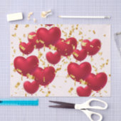 Red Hearts Gold Confetti Tissuepapier (Craft)