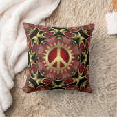 Red Hearts Gold Peace Power Love Cushion Kussen (Blanket)