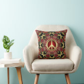 Red Hearts Gold Peace Power Love Cushion Kussen (Chair)