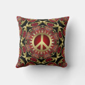 Red Hearts Gold Peace Power Love Cushion Kussen (Back)