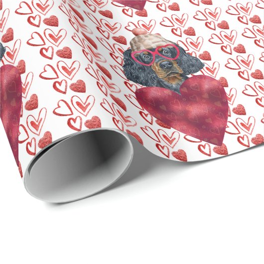 Red Hearts Gordon Setter Hondenliefhebber Valentij Cadeaupapier (Rol Hoek)