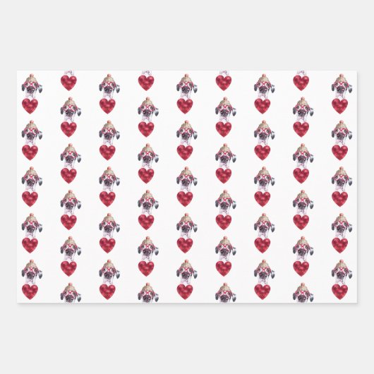 Red Hearts Great Dane Hondenliefhebber Valentijns  Inpakpapier Vel (Voorkant 3)