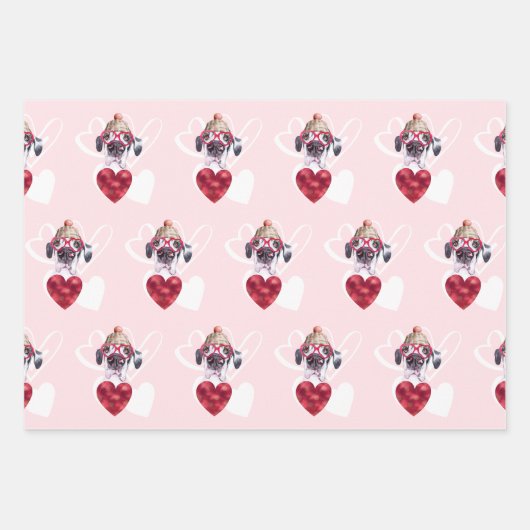 Red Hearts Great Dane Hondenliefhebber Valentijns  Inpakpapier Vel (Voorkant 2)