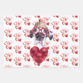 Red Hearts Great Dane Hondenliefhebber Valentijns  Inpakpapier Vel (Voorkant)