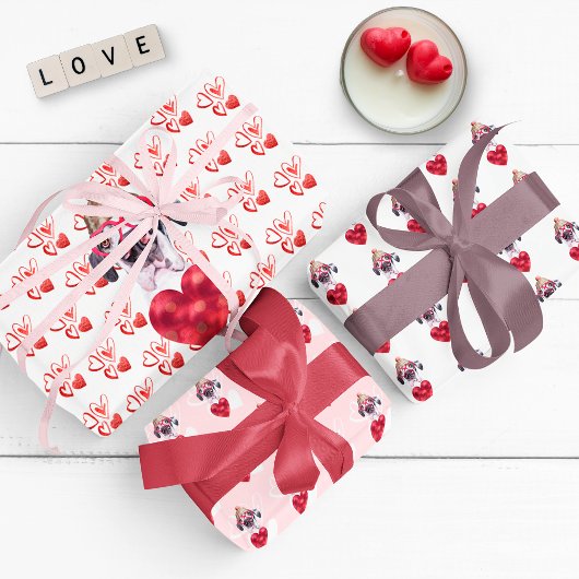 Red Hearts Great Dane Hondenliefhebber Valentijns  Inpakpapier Vel