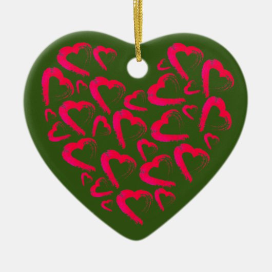 Red Hearts Groen Keramisch Ornament (Voorkant)