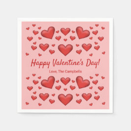 Red Hearts Happy Valentijnsdag en aangepaste tekst Servet