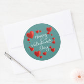 Red Hearts Happy Valentijnsdag Sticker Seal (Envelop)