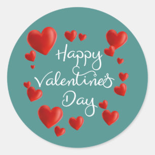 Red Hearts Happy Valentijnsdag Sticker Seal
