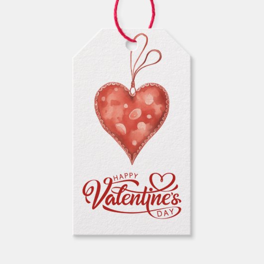 Red Hearts Happy Valentine's Day Cadeaulabel (Voorkant)