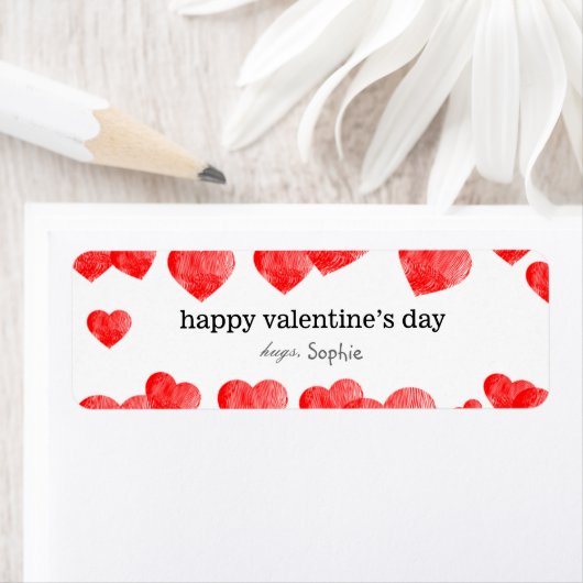 Red Hearts Happy Valentine's Day Etiket (Insitu)
