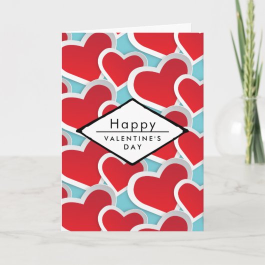 Red Hearts Happy Valentine's Day Feestdagen Kaart (Voorkant)