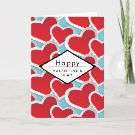 Red Hearts Happy Valentine's Day Feestdagen Kaart
