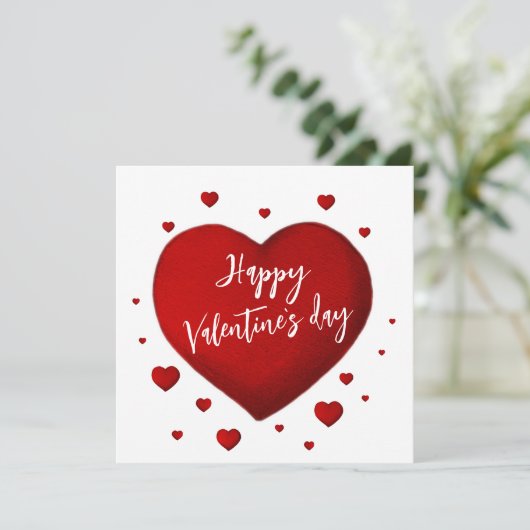 Red Hearts Happy Valentine's Day Feestdagenkaart (Staand voorkant)