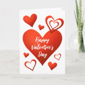 Red Hearts Happy Valentines Day Greeting Kaart (Voorkant)