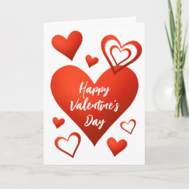 Red Hearts Happy Valentines Day Greeting Kaart