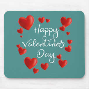 Red Hearts Happy Valentine's Day   Mousepad Muismat