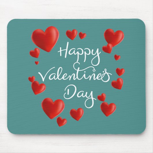 Red Hearts Happy Valentine's Day | Mousepad Muismat (Voorkant)