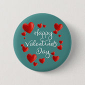 Red Hearts Happy Valentine's Day Pin Button (Voorkant)