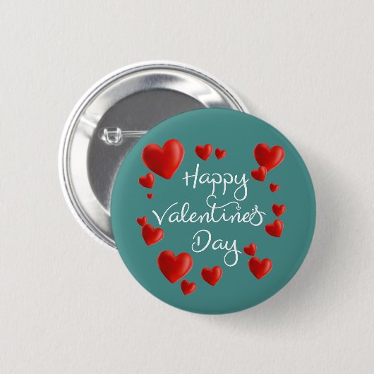 Red Hearts Happy Valentine's Day Pin Button (Voorkant /achterkant)