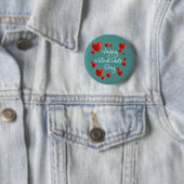 Red Hearts Happy Valentine's Day Pin Button (In situ)