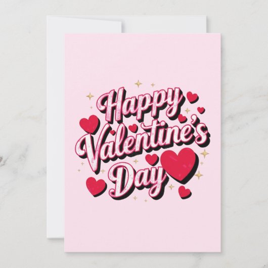 Red Hearts Happy Valentine's Day Pink  Feestdagenkaart (Voorkant)