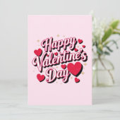 Red Hearts Happy Valentine's Day Pink  Feestdagenkaart (Staand voorkant)